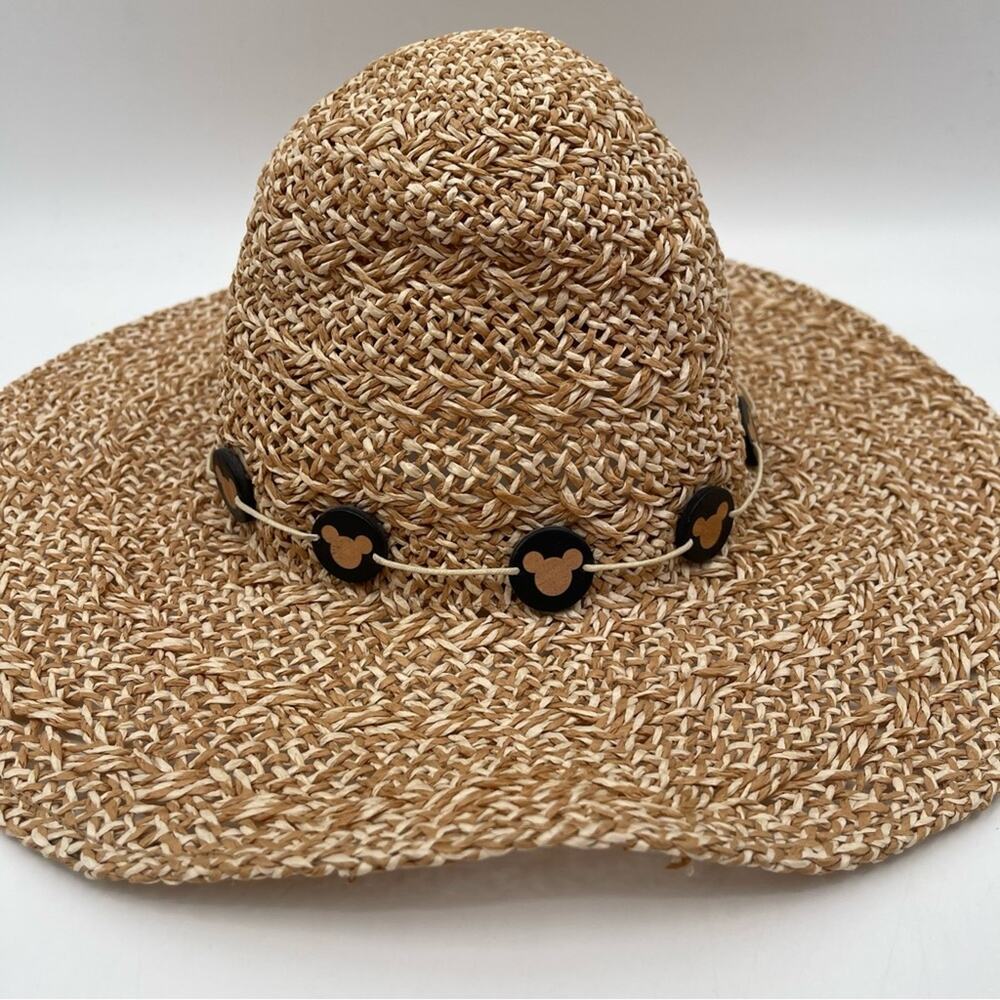DISNEY PARKS Mickey Mouse Hat Floppy Straw Natural Sun Disney World Beach Tan - Picture 6 of 14